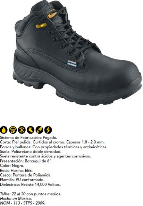 BOTA DE SEGURIDAD 107 NEG. S/P.U D. DENSIDAD C/POLIC 						